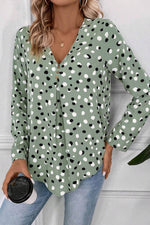 Load image into Gallery viewer, White Polka Dot Print Button Front V Neck Blouse - Fashion Queen - 17