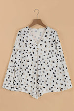 Load image into Gallery viewer, White Polka Dot Print Button Front V Neck Blouse - Fashion Queen - 9