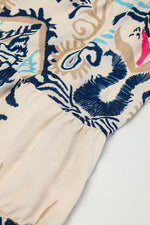 Load image into Gallery viewer, White Printed Tribal Bracelet Sleeve Buttoned Mini Dress - Fashion Queen - 16