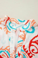 Load image into Gallery viewer, White Printed Tribal Bracelet Sleeve Buttoned Mini Dress - Fashion Queen - 25