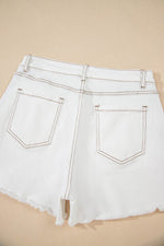 Load image into Gallery viewer, White Raw Hem High Waist Denim Shorts - Fashion Queen - 11