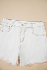 Load image into Gallery viewer, White Raw Hem High Waist Denim Shorts - Fashion Queen - 6