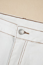 Load image into Gallery viewer, White Raw Hem High Waist Denim Shorts - Fashion Queen - 8