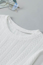 Load image into Gallery viewer, White Round Neck Drop Shoulder Textured Knit Top - Fashion Queen - 7