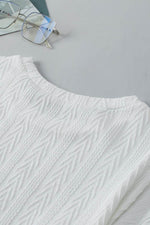 Load image into Gallery viewer, White Round Neck Drop Shoulder Textured Knit Top - Fashion Queen - 9