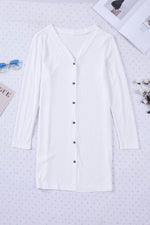Load image into Gallery viewer, White Solid Color Open-Front Buttons Cardigan - Fashion Queen - 16