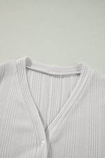 Load image into Gallery viewer, White Solid Color Ribbed Button up Tunic Cardigan - Fashion Queen - 14