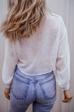 Load image into Gallery viewer, White Solid Knotted Front Loose Fit Sheer Shirt - Fashion Queen - 2
