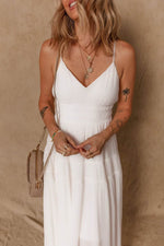 Load image into Gallery viewer, White Spaghetti Straps High Waist Elegant Long Dress - Fashion Queen - 5