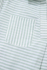 Load image into Gallery viewer, White Stripe Collared V Neck Chest Pocket Long Sleeve Beach Cover up - Fashion Queen - 15