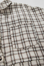 Load image into Gallery viewer, White Stripe Plus Size Plaid Buttoned Raw Hem Tunic Shirt Dress - Fashion Queen - 11