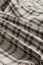 Load image into Gallery viewer, White Stripe Plus Size Plaid Buttoned Raw Hem Tunic Shirt Dress - Fashion Queen - 12