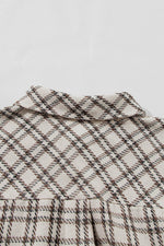 Load image into Gallery viewer, White Stripe Plus Size Plaid Buttoned Raw Hem Tunic Shirt Dress - Fashion Queen - 13