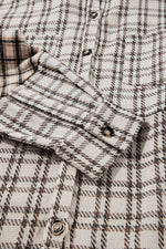 Load image into Gallery viewer, White Stripe Plus Size Plaid Buttoned Raw Hem Tunic Shirt Dress - Fashion Queen - 14