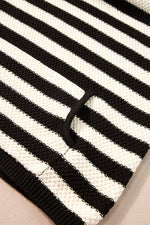 Load image into Gallery viewer, White Stripe V Neck Pocketed Drawstring Hooded Sweater - Fashion Queen - 11