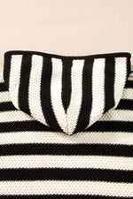 Load image into Gallery viewer, White Stripe V Neck Pocketed Drawstring Hooded Sweater - Fashion Queen - 13