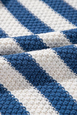 Load image into Gallery viewer, White Stripe V Neck Pocketed Drawstring Hooded Sweater - Fashion Queen - 16