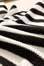 Load image into Gallery viewer, White Stripe V Neck Pocketed Drawstring Hooded Sweater - Fashion Queen - 9