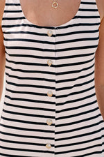 Load image into Gallery viewer, White Striped Print Sleeveless Buttoned Maxi Dress - Fashion Queen - 10