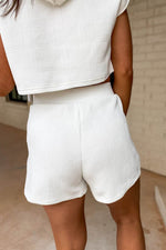 Load image into Gallery viewer, White Textured Cropped Hoodie and Shorts Set - Fashion Queen - 2