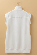 Load image into Gallery viewer, White Textured Half Zip Collared Cap Sleeve Mini Dress - Fashion Queen - 5