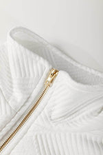 Load image into Gallery viewer, White Textured Half Zip Collared Cap Sleeve Mini Dress - Fashion Queen - 6