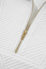 Load image into Gallery viewer, White Textured Half Zip Tank Top Drawstring Shorts Set - Fashion Queen - 18