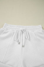 Load image into Gallery viewer, White Textured Half Zip Tank Top Drawstring Shorts Set - Fashion Queen - 19