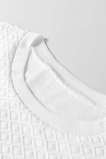 Load image into Gallery viewer, White Textured Puff Long Sleeve Round Neck Top - Fashion Queen - 11