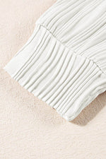 Load image into Gallery viewer, White Textured Wavy Round Neck Long Sleeve Top - Fashion Queen - 19