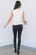 Load image into Gallery viewer, White V Neck Buttoned Sweater Vest - Fashion Queen - 2