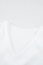 Load image into Gallery viewer, White V Neck Short Sleeve Tee - Fashion Queen - 11