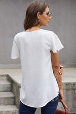 Load image into Gallery viewer, White V Neck Short Sleeve Tee - Fashion Queen - 2