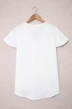 Load image into Gallery viewer, White V Neck Short Sleeve Tee - Fashion Queen - 7