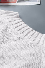 Load image into Gallery viewer, White V neck Drop Shoulder Knitted Sweater - Fashion Queen - 14