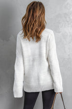 Load image into Gallery viewer, White V neck Drop Shoulder Knitted Sweater - Fashion Queen - 2