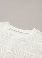 Load image into Gallery viewer, White Wavy Texture Drop Shoulder Long Sleeve Top - Fashion Queen - 12