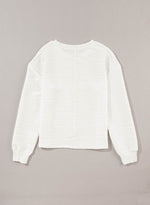 Load image into Gallery viewer, White Wavy Texture Drop Shoulder Long Sleeve Top - Fashion Queen - 7