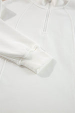 Load image into Gallery viewer, White Zipped Neck Pullover Drop Shoulder Sweatshirt - Fashion Queen - 21