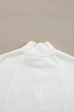 Load image into Gallery viewer, White Zipped Neck Pullover Drop Shoulder Sweatshirt - Fashion Queen - 22