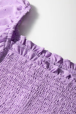 Load image into Gallery viewer, Wisteria Swiss Dot Smocked Frilled Neckline Short Sleeve Plus Size Dress - Fashion Queen - 9