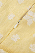Load image into Gallery viewer, Yellow Boho Flower Jacquard Puff Sleeve Square Neck Mini Dress - Fashion Queen - 11