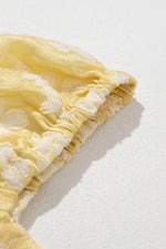 Load image into Gallery viewer, Yellow Boho Flower Jacquard Puff Sleeve Square Neck Mini Dress - Fashion Queen - 15