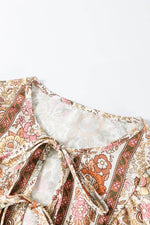 Load image into Gallery viewer, Yellow Floral Print Tie Neck Lantern Sleeve Blouse - Fashion Queen - 9