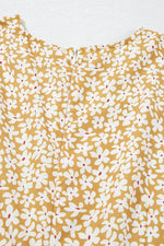 Load image into Gallery viewer, Yellow Floral Short Sleeve V Neck Frilly Tiered Mini Dress - Fashion Queen - 19