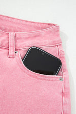 Load image into Gallery viewer, Peach Blossom Acid Washed High Rise Cropped Wide Leg Jeans