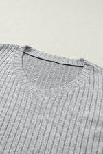 Load image into Gallery viewer, Black Ribbed Knit V Neck Slouchy Two-piece Outfit - Fashion Queen