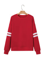 Load image into Gallery viewer, Fiery Red Varsity Striped Detail Drop Shoulder Oversized Sweatshirt