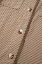 Load image into Gallery viewer, Black Hooded Drawstring Pockets Corduroy Shacket - Fashion Queen