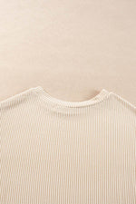 Load image into Gallery viewer, Carbon Grey Corded Knit Long Sleeve Top and High Waist Shorts Set - Fashion Queen